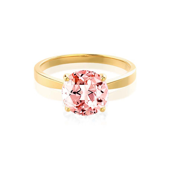 LOTTIE - Chatham® Round Champagne True Sapphire Solitaire Engagement Ring 18k Yellow Gold
