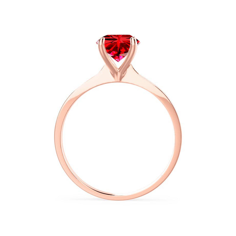 LOTTIE - Chatham® Round Ruby Solitaire Engagement Ring 18k Rose Gold
