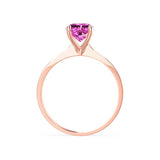 LOTTIE - Chatham® Round Pink Sapphire Solitaire Engagement Ring 18k Rose Gold