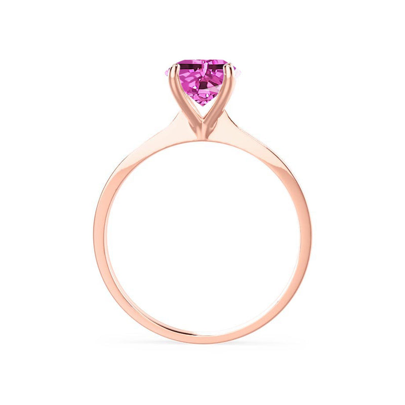 LOTTIE - Chatham® Round Pink Sapphire Solitaire Engagement Ring 18k Rose Gold
