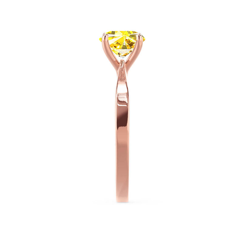 LOTTIE - Chatham® Round Yellow Sapphire Solitaire Engagement Ring 18k Rose Gold