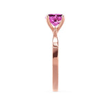 LOTTIE - Chatham® Round Pink Sapphire Solitaire Engagement Ring 18k Rose Gold