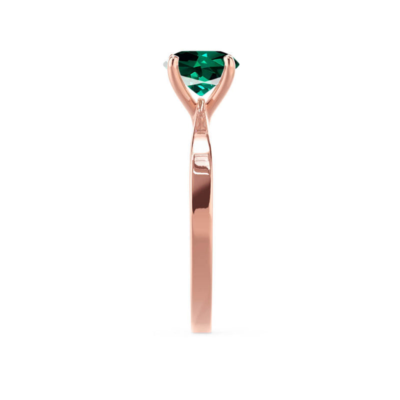 LOTTIE - Chatham® Round Emerald Solitaire Engagement Ring 18k Rose Gold
