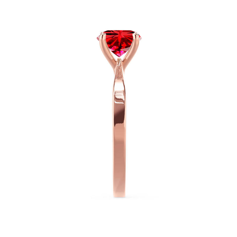 LOTTIE - Chatham® Round Ruby Solitaire Engagement Ring 18k Rose Gold