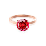 LOTTIE - Chatham® Round Ruby Solitaire Engagement Ring 18k Rose Gold