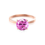 LOTTIE - Chatham® Round Pink Sapphire Solitaire Engagement Ring 18k Rose Gold