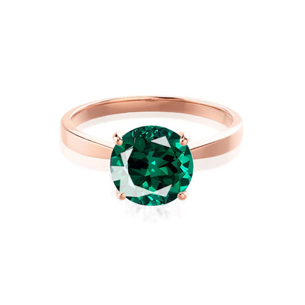 LOTTIE - Chatham® Round Emerald Solitaire Engagement Ring 18k Rose Gold