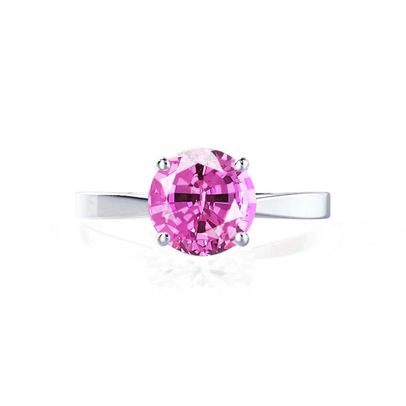 LOTTIE - Chatham® Round Pink Sapphire Solitaire Engagement Ring 950 Platinum