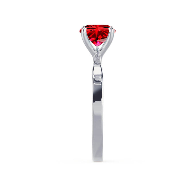 LOTTIE - Chatham® Round Ruby Solitaire Engagement Ring 950 Platinum