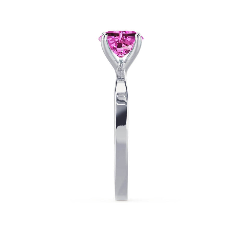 LOTTIE - Chatham® Round Pink Sapphire Solitaire Engagement Ring 950 Platinum