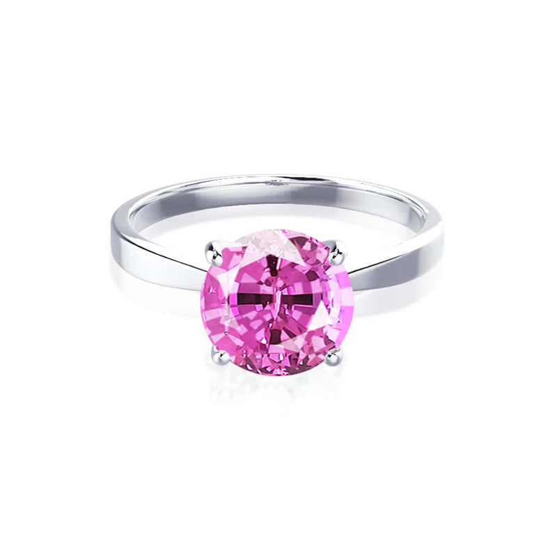 LOTTIE - Chatham® Round Pink Sapphire Solitaire Engagement Ring 950 Platinum
