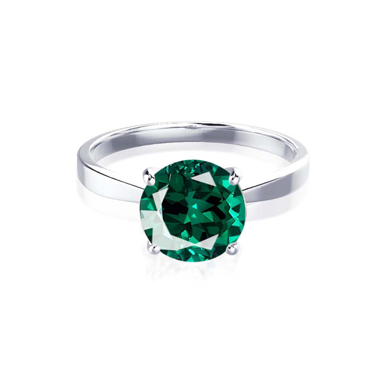 LOTTIE - Chatham® Round Emerald Solitaire Engagement Ring 950 Platinum