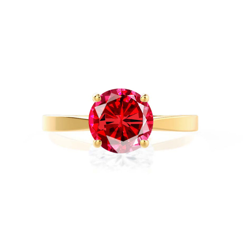 LOTTIE - Chatham® Round Ruby Solitaire Engagement Ring 18k Yellow Gold