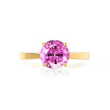 LOTTIE - Chatham® Round Pink Sapphire Solitaire Engagement Ring 18k Yellow Gold
