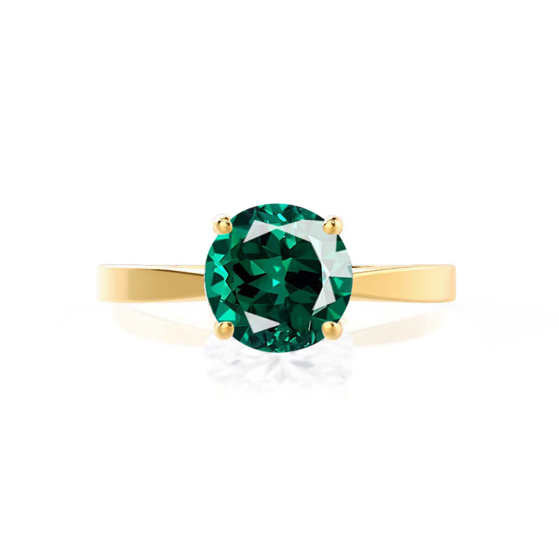 LOTTIE - Chatham® Round Emerald Solitaire Engagement Ring 18k Yellow Gold
