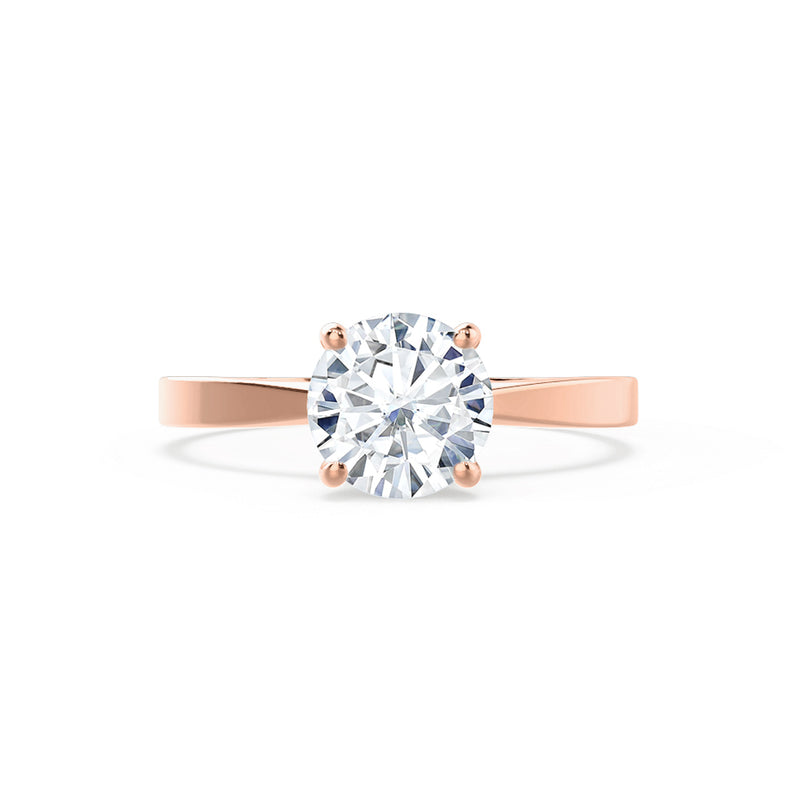 LOTTIE - Round Natural Diamond 4 Claw Solitaire 18k Rose Gold