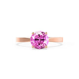 LOTTIE - Chatham® Round Pink Sapphire Solitaire Engagement Ring 18k Rose Gold