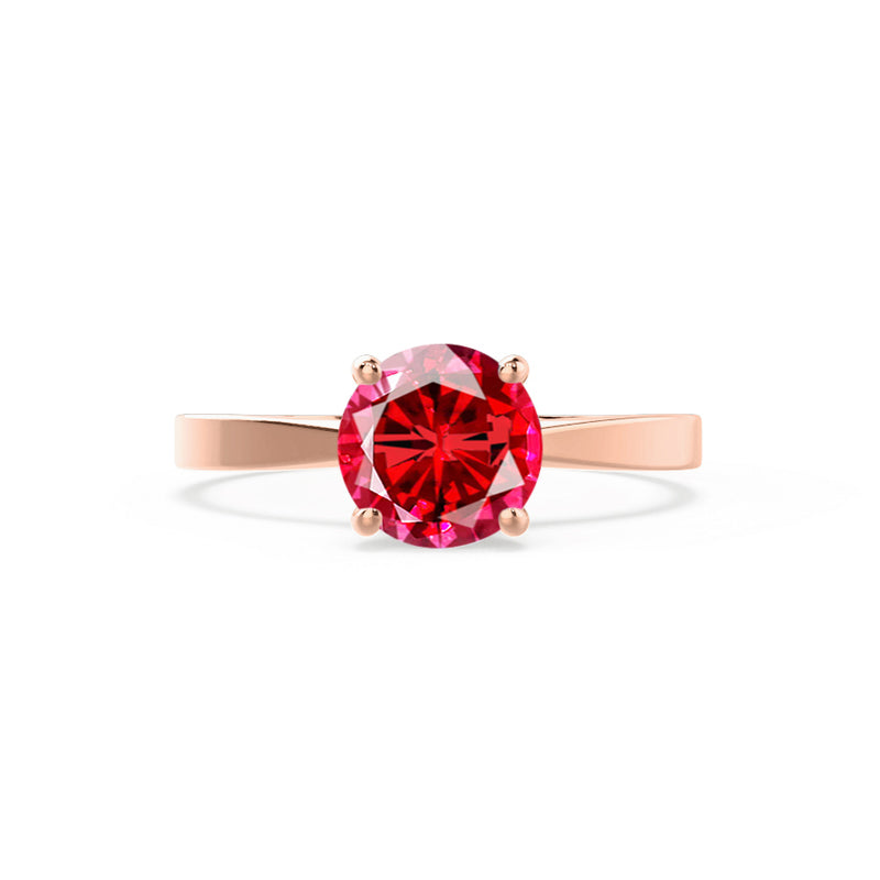 LOTTIE - Chatham® Round Ruby Solitaire Engagement Ring 18k Rose Gold