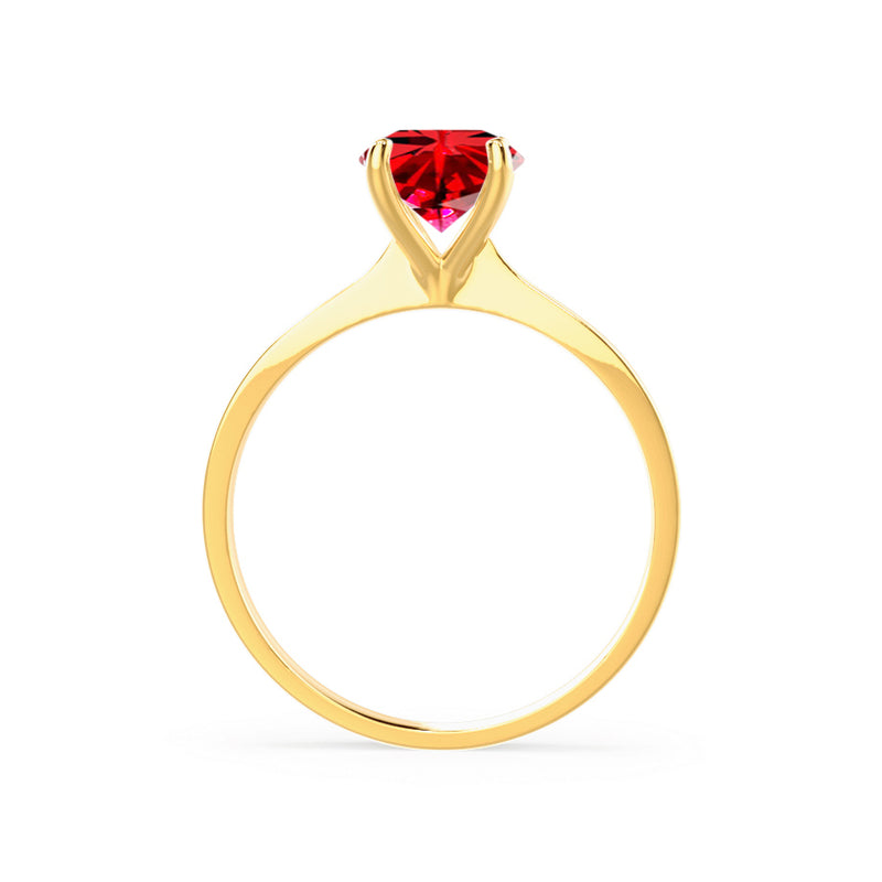 LOTTIE - Chatham® Round Ruby Solitaire Engagement Ring 18k Yellow Gold
