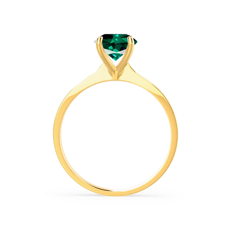 LOTTIE - Chatham® Round Emerald Solitaire Engagement Ring 18k Yellow Gold