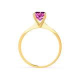 LOTTIE - Chatham® Round Pink Sapphire Solitaire Engagement Ring 18k Yellow Gold