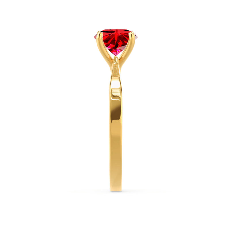 LOTTIE - Chatham® Round Ruby Solitaire Engagement Ring 18k Yellow Gold
