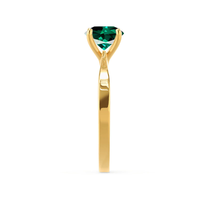 LOTTIE - Chatham® Round Emerald Solitaire Engagement Ring 18k Yellow Gold