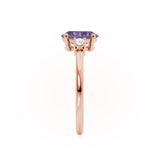 LOUELLA - Chatham® Oval Alexandrite Oval Petite Trilogy Engagement Ring 18k Rose Gold