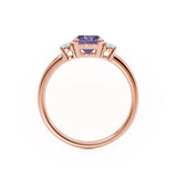 LOUELLA - Chatham® Oval Alexandrite Oval Petite Trilogy Engagement Ring 18k Rose Gold