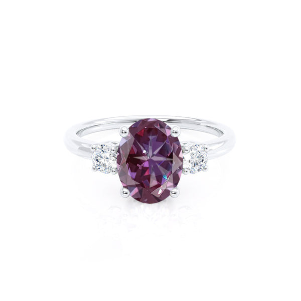 LOUELLA - Chatham® Oval Alexandrite Oval Petite Trilogy Engagement Ring 950 Platinum