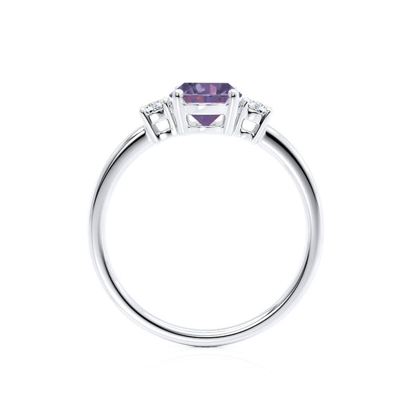 LOUELLA - Chatham® Oval Alexandrite Oval Petite Trilogy Engagement Ring 950 Platinum