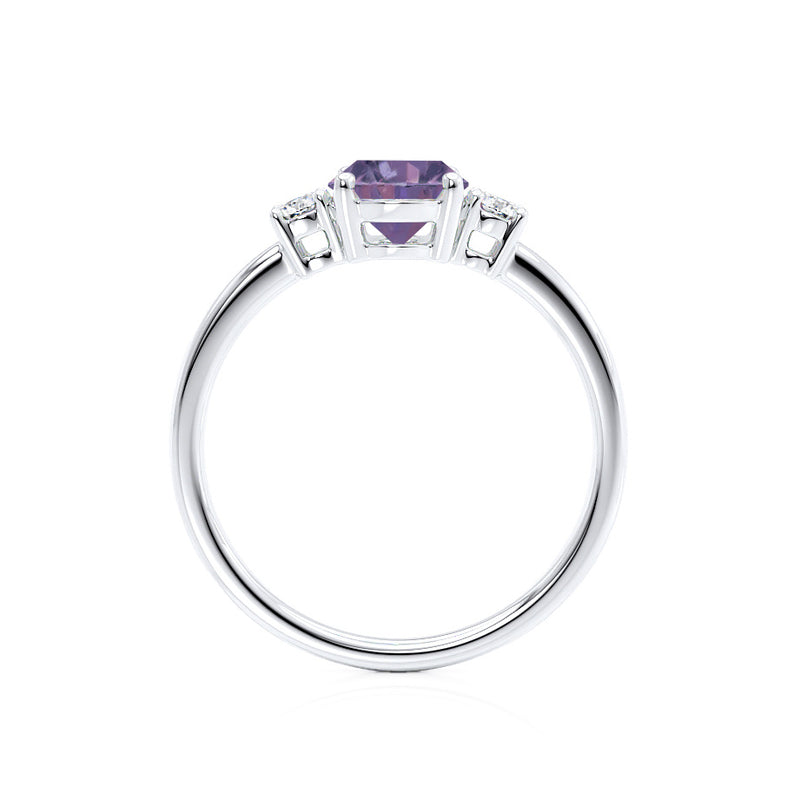 LOUELLA - Chatham® Oval Alexandrite Oval Petite Trilogy Engagement Ring 18k White Gold