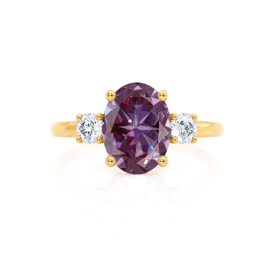LOUELLA - Chatham® Oval Alexandrite Oval Petite Trilogy Engagement Rin –  Lily Arkwright Diamond Rings