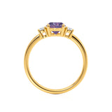 LOUELLA - Chatham® Oval Alexandrite Oval Petite Trilogy Engagement Ring 18k Yellow Gold