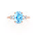 LOUELLA - Oval Aqua Spinel Oval Petite Trilogy Engagement Ring 18k Rose Gold