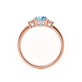 LOUELLA - Chatham® Oval Aqua Spinel Oval Petite Trilogy Engagement Ring 18k Rose Gold