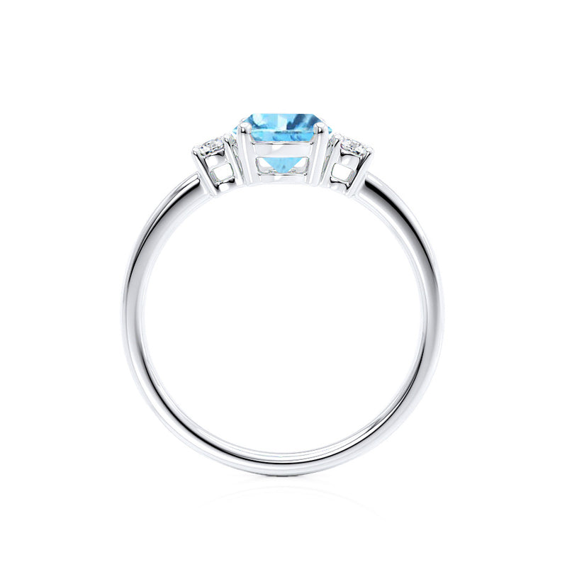 LOUELLA - Chatham® Oval Aqua Spinel Oval Petite Trilogy Engagement Ring 950 Platinum