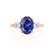 LOUELLA - Oval Blue Sapphire Oval Petite Trilogy Engagement Ring 18k Rose Gold