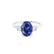 LOUELLA - Oval Blue Sapphire Oval Petite Trilogy Engagement Ring 18k White Gold