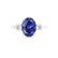 LOUELLA - Oval Blue Sapphire Oval Petite Trilogy Engagement Ring 18k White Gold