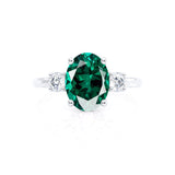 LOUELLA - Chatham® Oval Emerald Oval Petite Trilogy Engagement Ring 950 Platinum