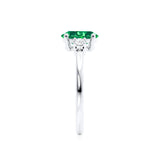 LOUELLA - Chatham® Oval Emerald Oval Petite Trilogy Engagement Ring 950 Platinum