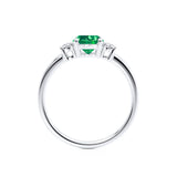 LOUELLA - Chatham® Oval Emerald Oval Petite Trilogy Engagement Ring 950 Platinum