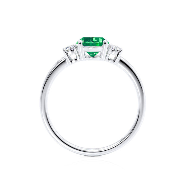 LOUELLA - Chatham® Oval Emerald Oval Petite Trilogy Engagement Ring 950 Platinum