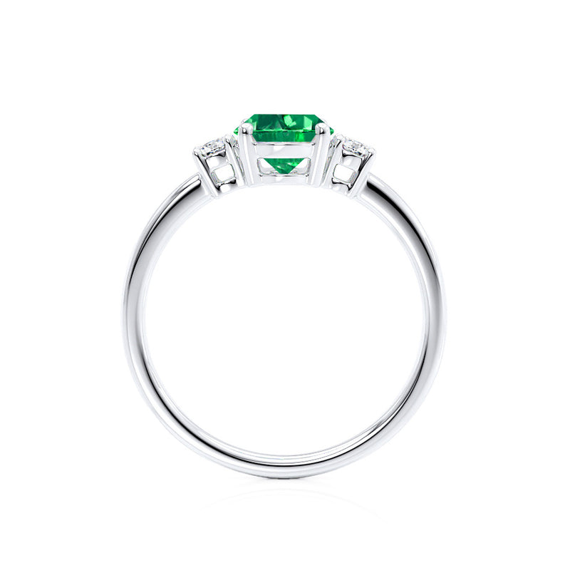 LOUELLA - Chatham® Oval Emerald Oval Petite Trilogy Engagement Ring 950 Platinum