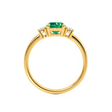 LOUELLA - Chatham® Oval Emerald Oval Petite Trilogy Engagement Ring 18k Yellow Gold