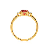 LOUELLA - Chatham® Oval Ruby Oval Petite Trilogy Engagement Ring 18k Yellow Gold