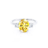 LOUELLA - Chatham® Oval Yellow Sapphire Oval Petite Trilogy Engagement Ring 950 Platinum