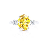 LOUELLA - Chatham® Oval Yellow Sapphire Oval Petite Trilogy Engagement Ring 950 Platinum