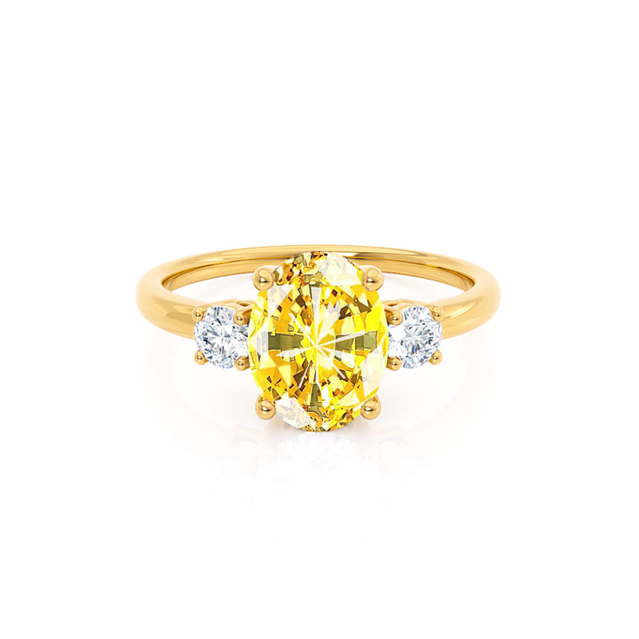 LOUELLA - Oval Yellow Sapphire Oval Petite Trilogy Engagement Ring 18k Yellow Gold